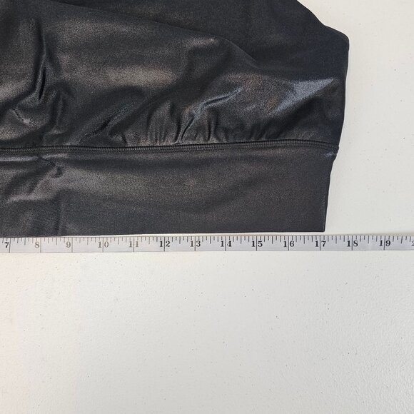 Womens Plus Size 1X Shiny Black Metallic Razor Back Exercise Gym Yoga Sports Bra - Picture 6 of 10